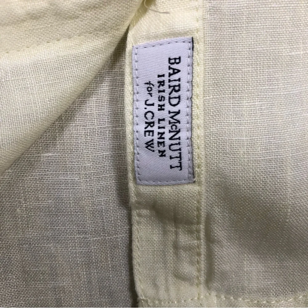 J. Crew 100% Irish Linen Light Yellow Relaxed Button-Up Short Sleeve Shirt Sz S - Picture 9 of 10